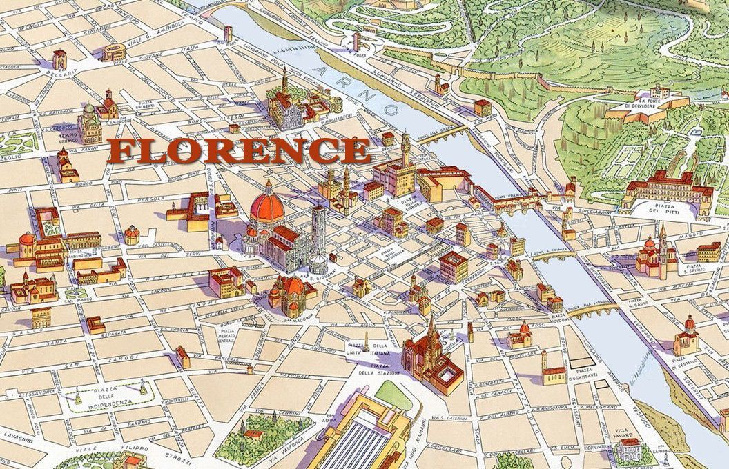 Walking Map Florence Italy, from ontheworldmap(dot)com